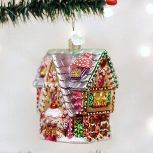 Old World Christmas, OWC, "Cupcake Cottage" Glass Ornament #20029 Christmas, EUC
